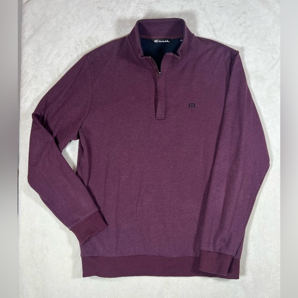 Travis Mathew Cloud 2.0 Size Large Men's Maroon Half-Zip Sweater Golf Pullover - Picture 1 of 9